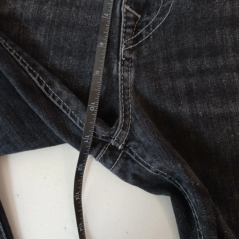True Religion Rocco Jeans Men's 38 Black Distressed Moto Stretch Relaxed Skinny